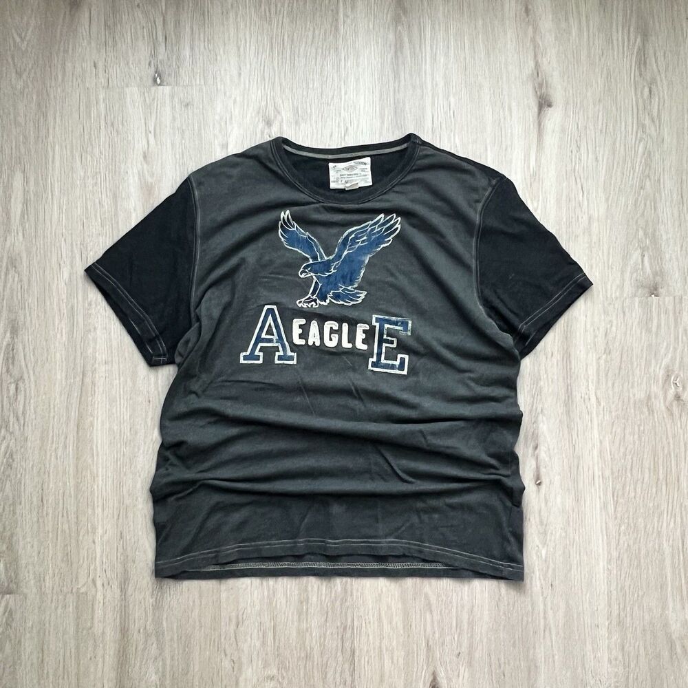 Vintage 90s Style American Eagle Outfitters T-Shirt Mens L Gray Graphic Logo Tee